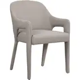 Hokkaido Dining Arm Chair in Mink Color Leather (Set of 2)